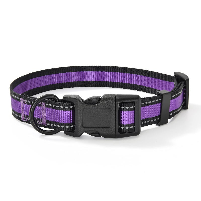 Mile High Life Dog Collar | Nylon Reflective Dog Collars | Light Weight Puppy Collars | Purple Dog Collars for Large Dogs (Purple, Large) - Image 1